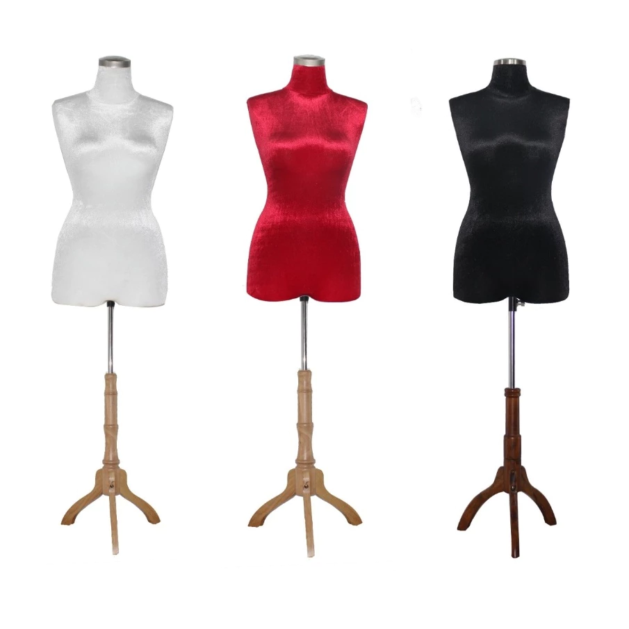 Manocanh Nữ Bọc Vải Nhung Chân Gỗ 3 Chạc
