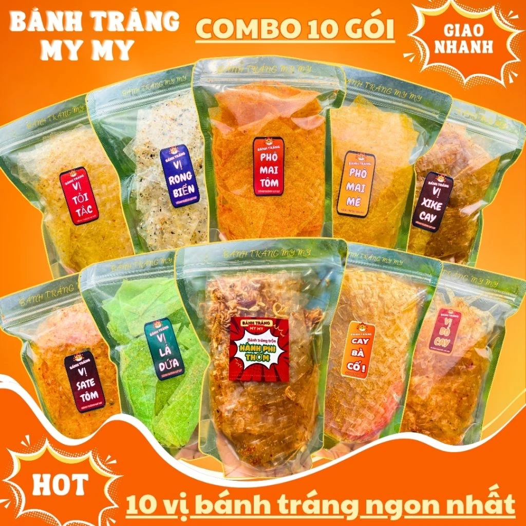 [Combo] 10 Bịch Bánh Tráng Trộn Tây Ninh Đủ Loại-Bánh Tráng My My