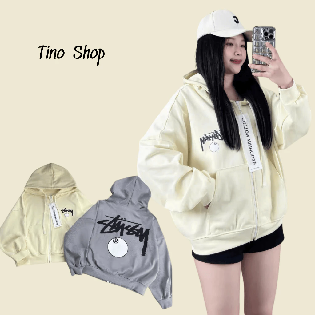 Áo khoác nỉ in hình chữ kí họa tiết số 8, áo hoodie zip in chữ nổi bật đơn giản basic chất liệu nỉ bông dày dặn ấm áp