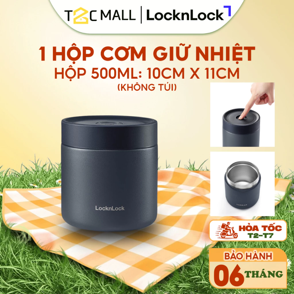 Hộp Cơm Giữ Nhiệt Locknlock Pump Vacuum Lunch Box 500Ml - Màu Xanh Navy - LHC8053NVY- T2CMALL