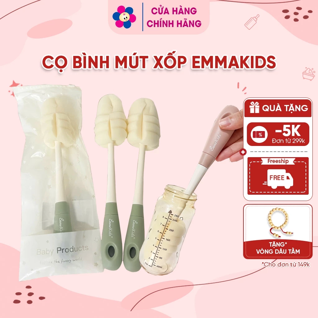 Cọ Rửa Bình Sữa Mút Xốp (Bọt Biển) Emmakids – Làm Sạch Nhanh, Không Xước – An Toàn & Tiện Lợi
