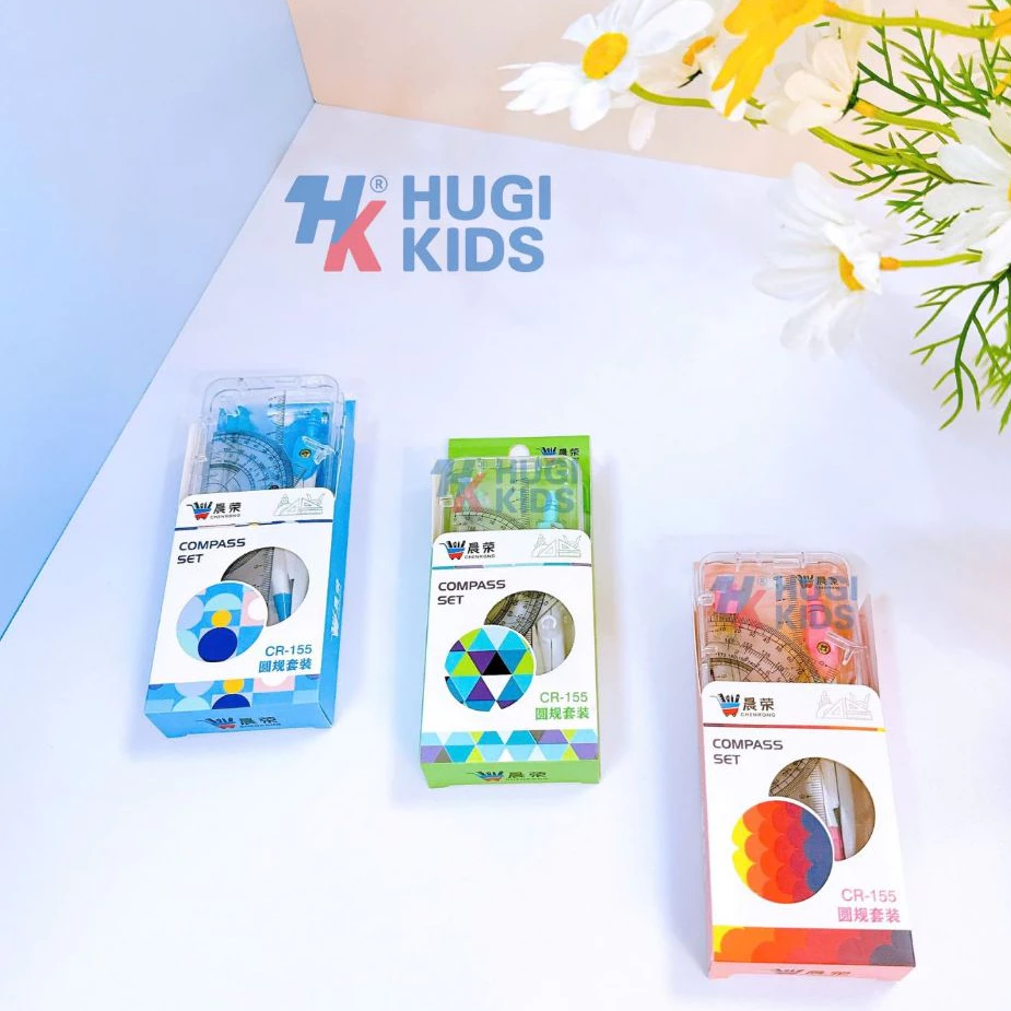 Compa Bộ Thước Kẻ 7 Món CR-155 Bền Đẹp – Dụng Cụ Học Tập Đầy Đủ Cho Học Sinh