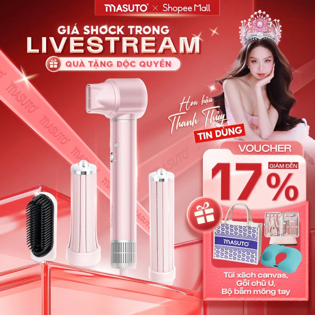 Máy sấy uốn tạo kiểu 5in1 Masuto Airstyler làm đẹp dễ dàng, nhanh chóng, công nghệ ion âm bảo vệ tóc hiệu quả