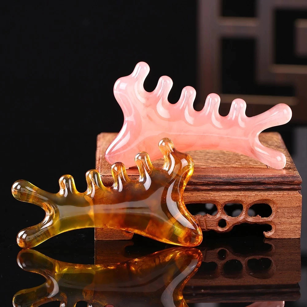Lược Massage Đầu & Guasha Giả Đá – Chải Tóc, Mát Xa Mặt, Giảm Béo Thon Gọn Nâng Cơ