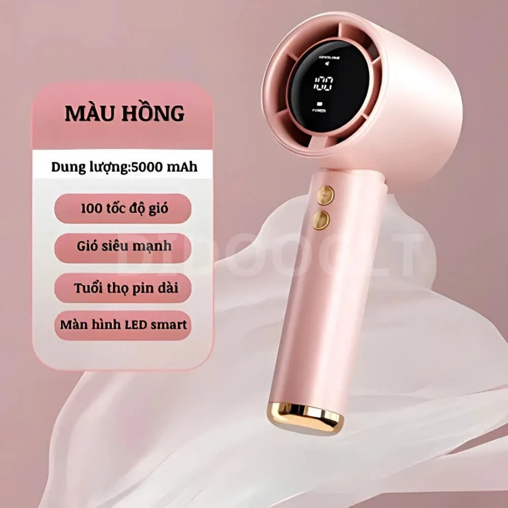 Quạt Cầm Tay Tích Điện Dung Lượng Pin 10.000 mAh Cao Nhất Trên Thị Trường, Quạt Mini 5 Tốc Độ gió Nhỏ Gọn ( didooglt )