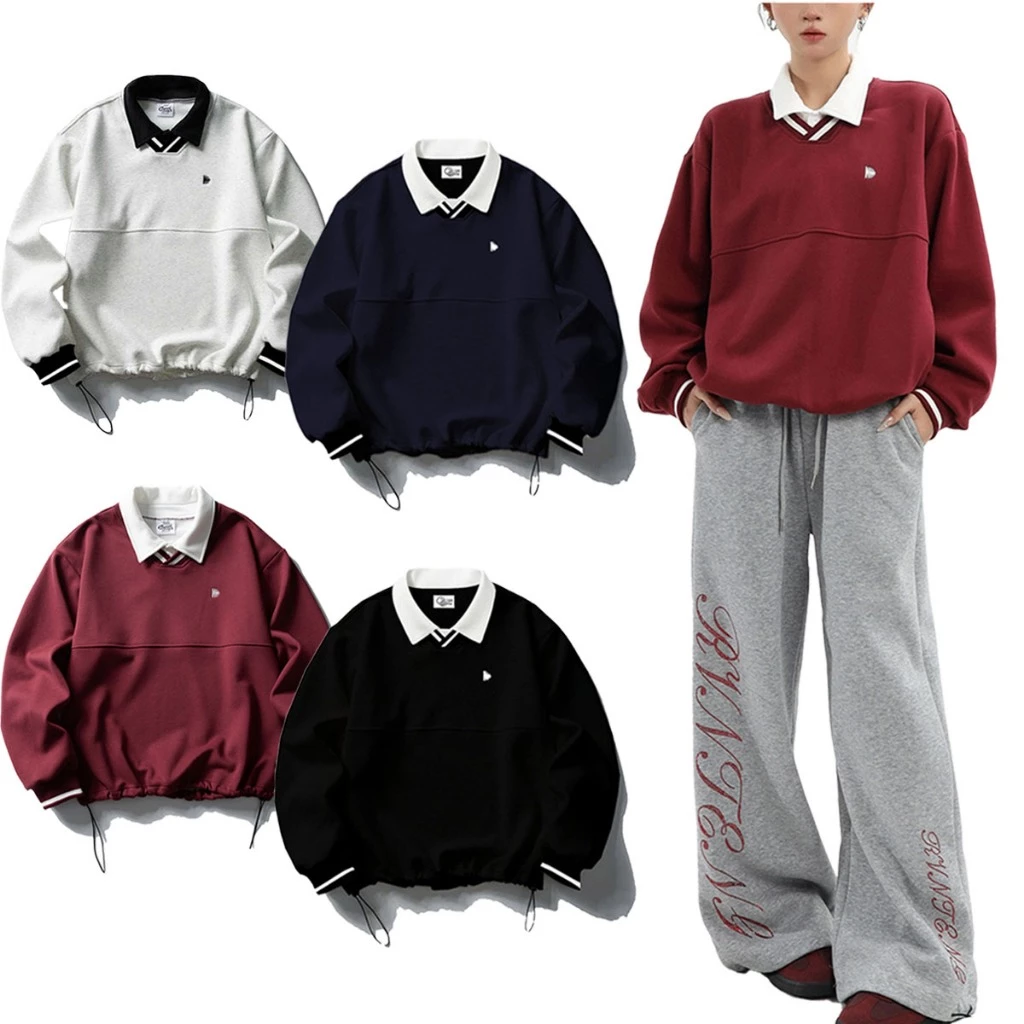 Áo sweater Nam Nữ form rộng phối cổ sơ mi chất vải 2 da Cotton cao cấp mịn bông nhiều màu sắc thời trang, Áo sweater Nam