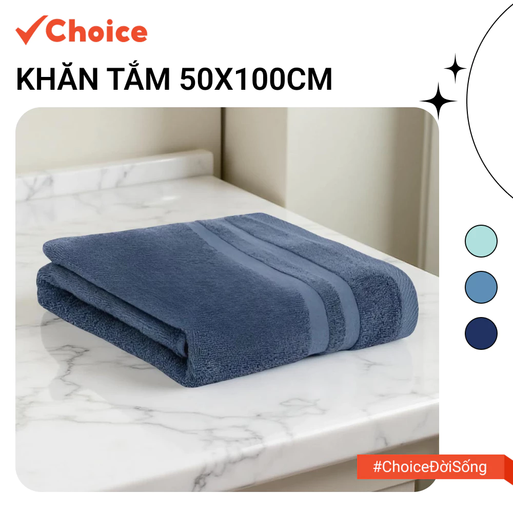 [Choice] Khăn Tắm LS1-0529-11 Cotton Cao Cấp Dày, Thấm hút, Không Đổ Lông, Ra Màu, 50x100cm