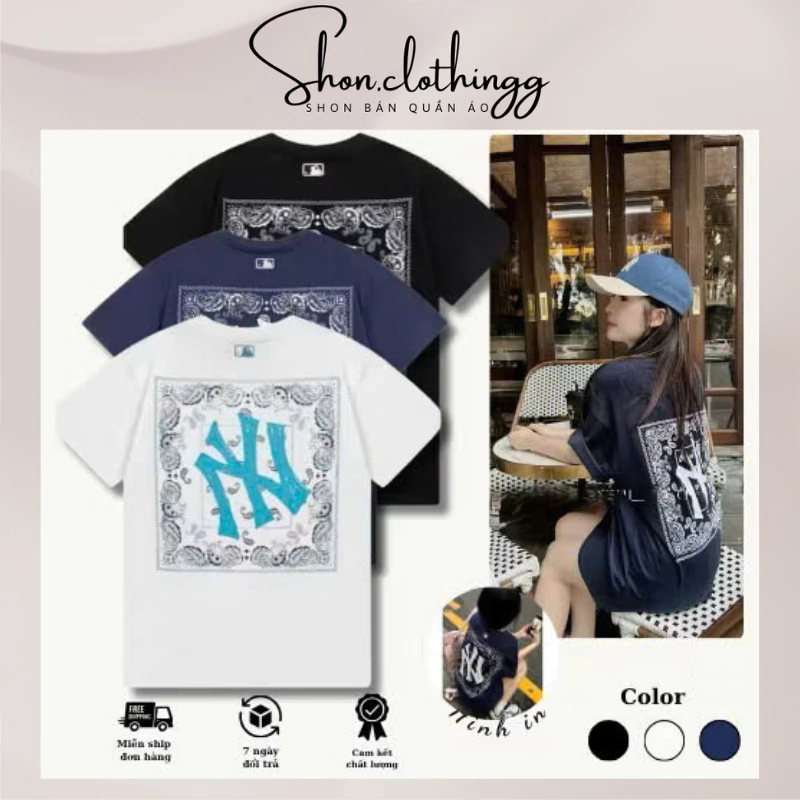Áo Thun M.L.B In Hình Big Logo- Áo Thun Nam Nữ Form Rộng Unisex Cotton 2 Chiều Dày Dặn Thoáng Mát