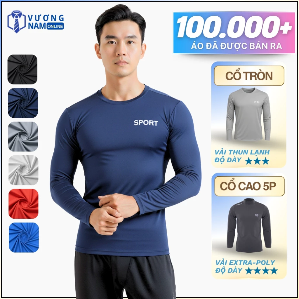 Áo thun nam Chống Nắng tay dài, áo giữ nhiệt ôm body co giãn 4 chiều cao cấp đẹp VNO87