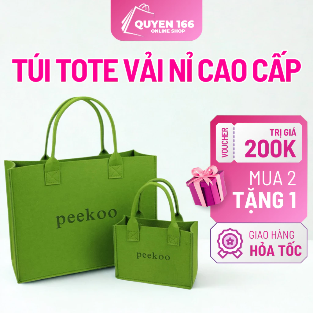 Túi Tote Vải Nỉ Cao Cấp Thiết Kế Đơn Giản Tinh Tế, 2 Kích Thước Tiện Lợi Đi Học Đi Làm Thời Trang
