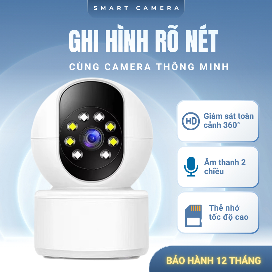 Camera Wifi Xoay 360 Độ Thông Minh Full HD 1080P Hỗ Trợ Thẻ Nhớ, Đàm Thoại 2…