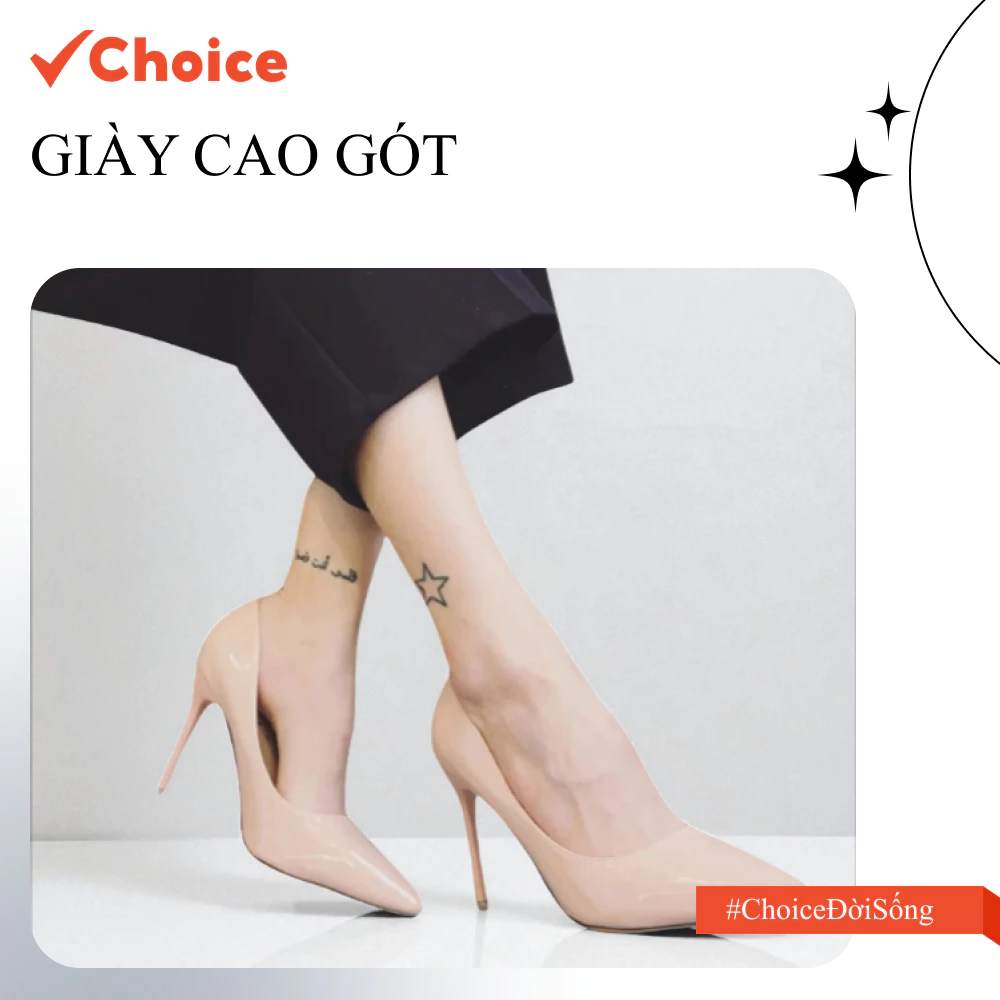 [Choice] Giày Cao Gót Bít Nhọn SC6711 Màu Kem, Size Từ 35-39