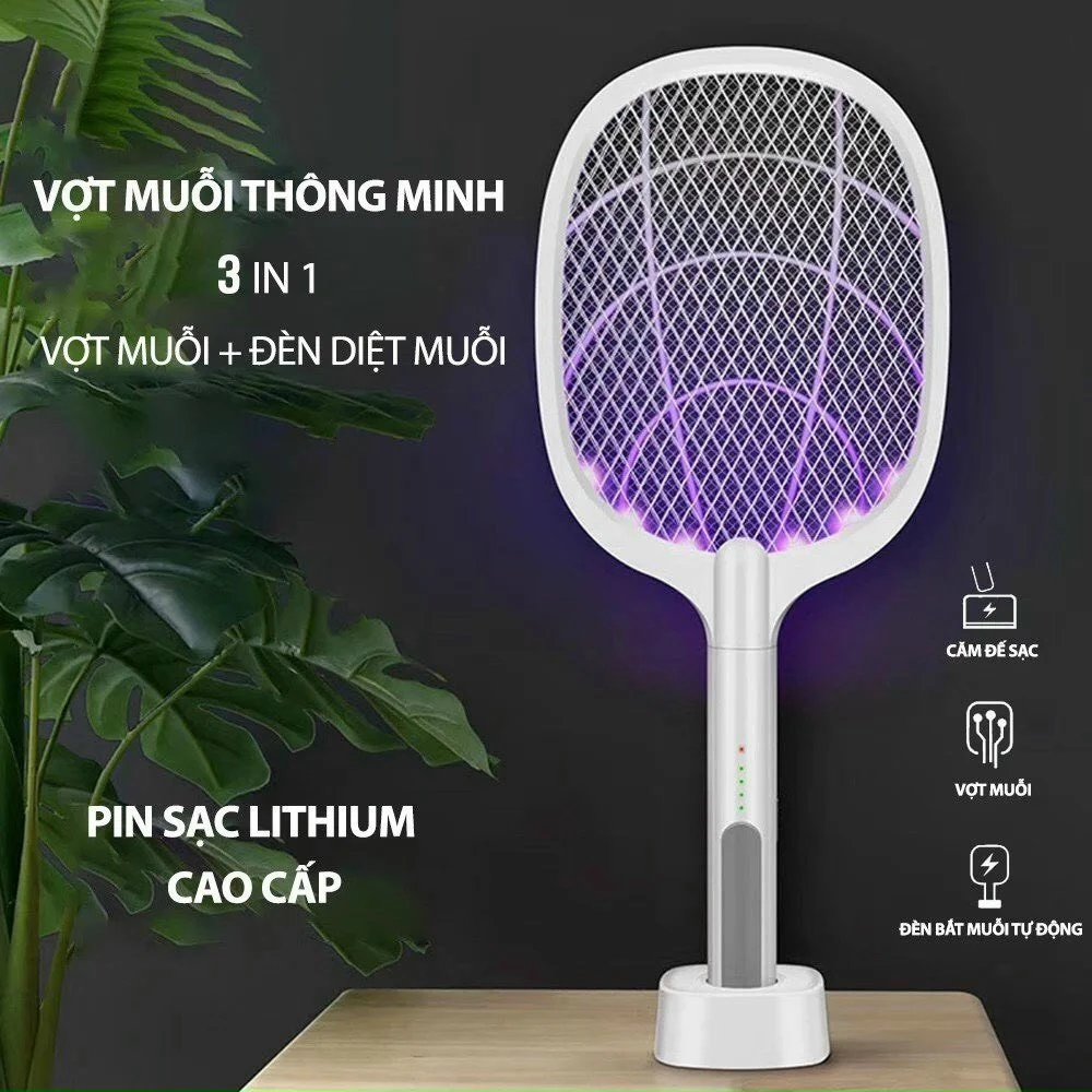 Vợt Muỗi Điện Quang Thông Minh Tự Động Kiêm Đèn Bắt Muỗi 2 Trong 1 Bảo Hành 12 Tháng