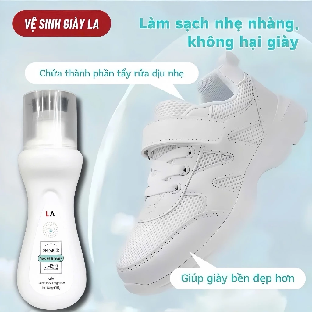 Nước Tẩy Giày Dép LA (Mẫu Mới) 100ml – Làm Sạch, Làm Trắng, Chai Vệ Sinh Giày Tiện Lợi -VH999