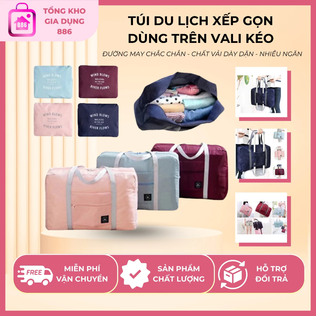 Túi du lịch xếp gọn dùng trên vali kéo