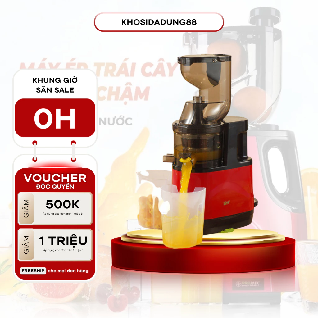 Máy ép chậm đa năng công suất 200w ép hoa quả trái cây kiệt bã giữ chọn dinh dưỡng [bảo hành chính hãng 12 tháng]