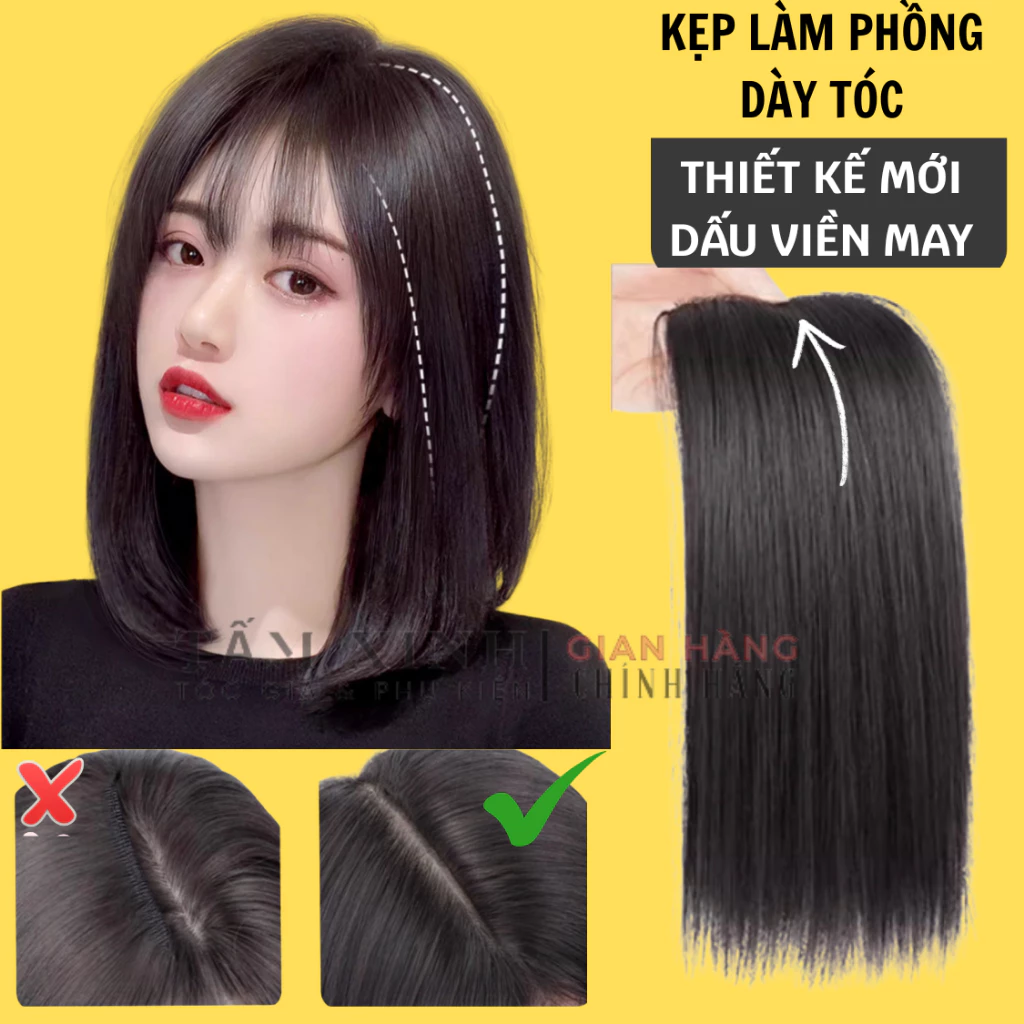 Tóc giả kẹp phồng chân tóc loại dấu viền cao cấp, làm dày tóc tạo độ phồng chân tóc đẹp hơn