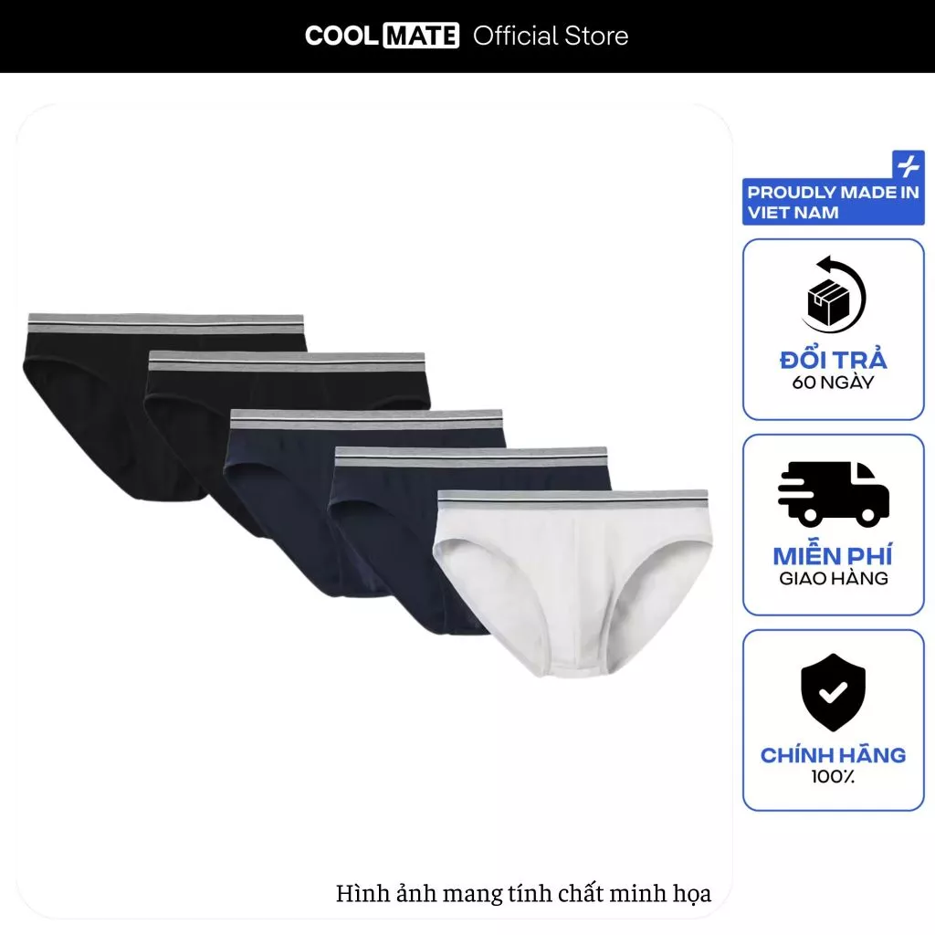 Pack 5 Quần Lót Nam Brief Cotton Basics Không gây hằn, khó chịu Coolmate Outletet- không đổi trả