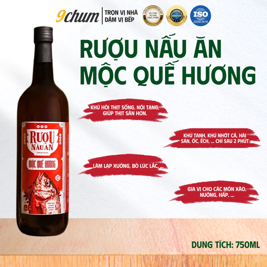 [9chum] Mộc Quế Hương: Gia vị thảo mộc - Chai thuỷ tinh 750ml, khử mùi thực phẩm & tạo hương cho món ăn