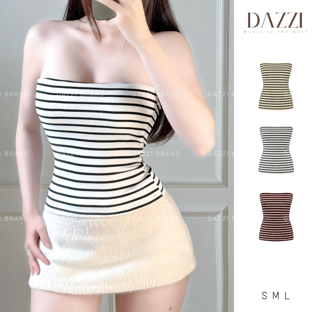 [KÈM MÚT] Áo ống kẻ sọc basic ôm body vải cotton mịn DAZZI Women A054