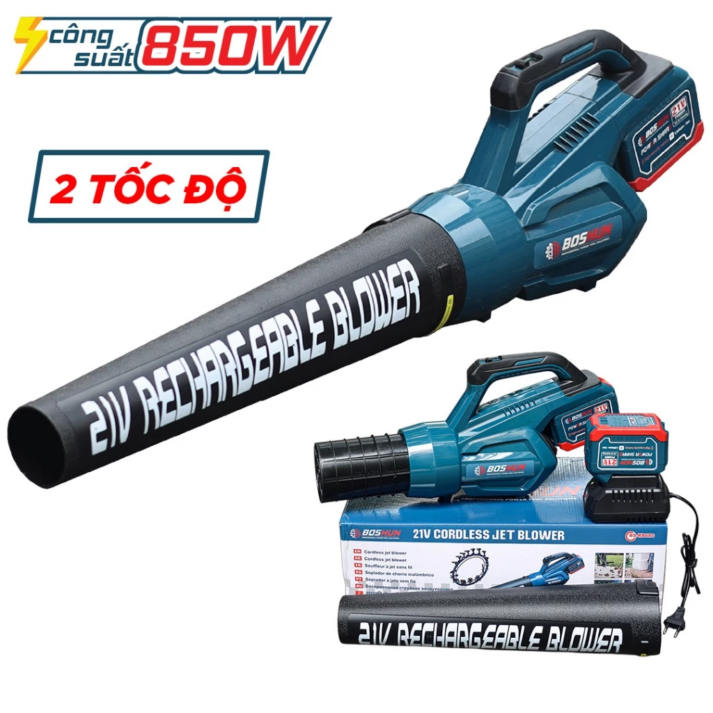 [PIN 15CELL] Máy Thổi Lá Boshun BS-RB680 - Công suất 860W 2 Tốc Độ, Pin Nhựa ABS Chân Phổ Thông - Máy thổi lá pin