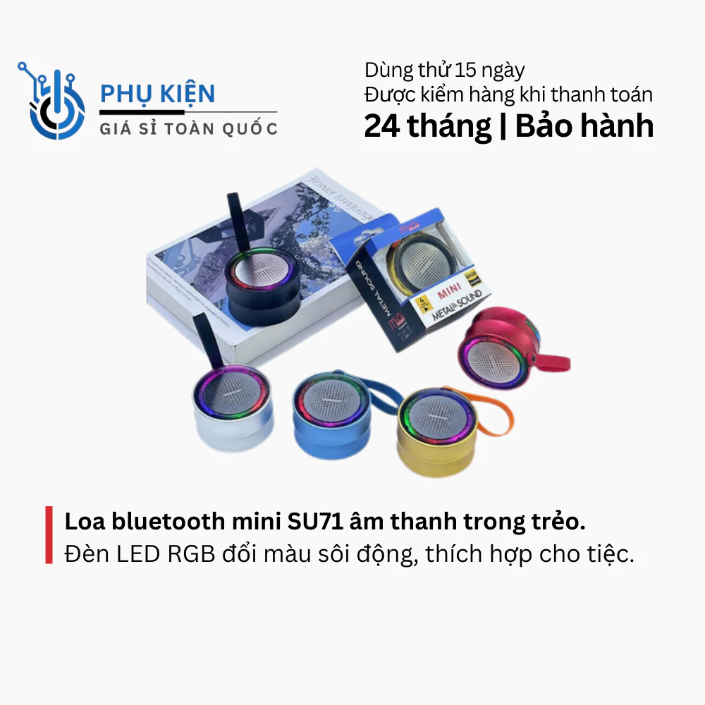 Loa bluetooth mini TWS SU71 LED RGB thiết kế nhỏ gọn, âm thanh sống động, tiện lợi mang theo