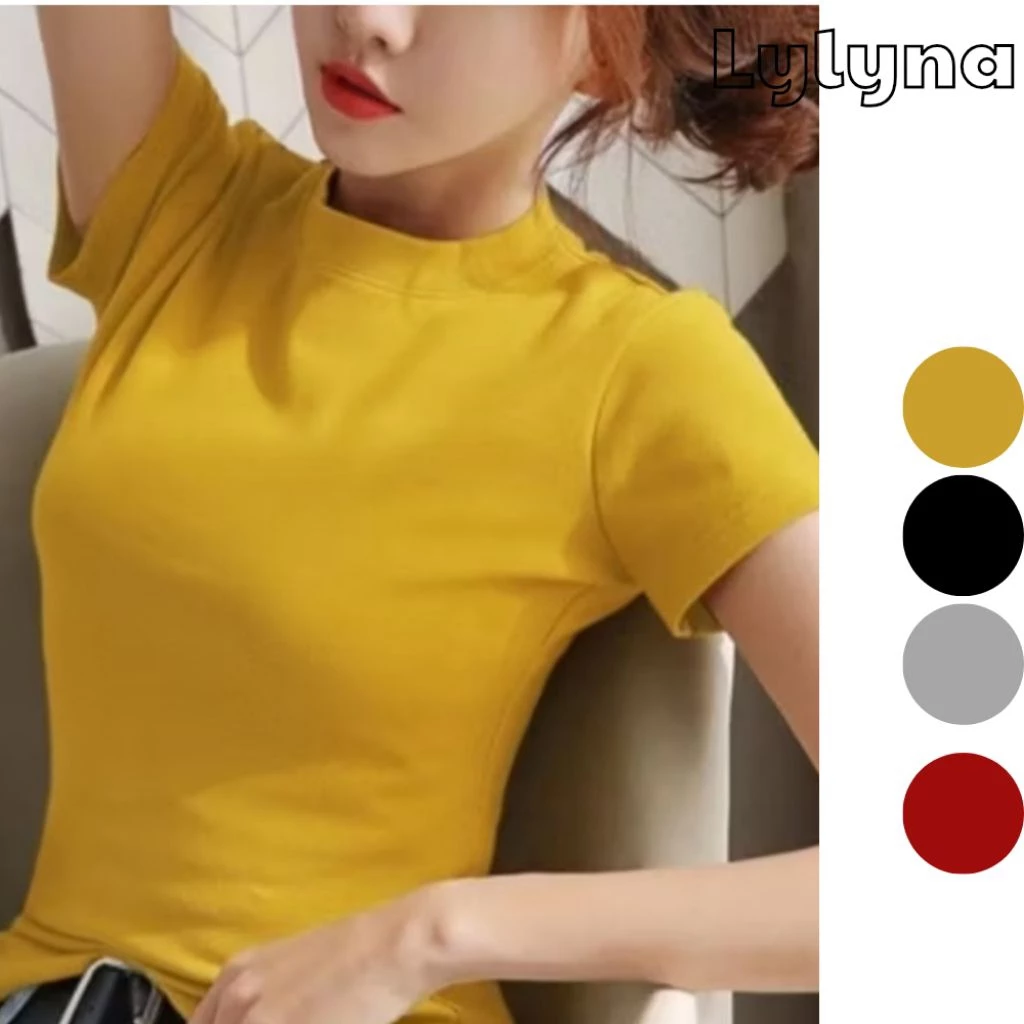 Áo thun gân tay ngắn, áo thun nữ babytee body dáng chuẩn -Lylyna A01