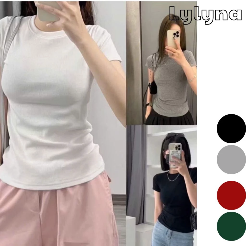 Áo thun gân tay ngắn, áo thun dáng babytee ôm body - LYLYNA A06