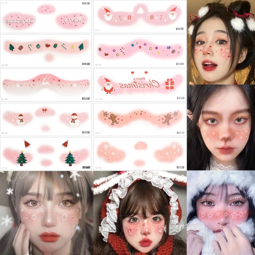 Balltest🎨️Size lớn - Miếng dán xăm mặt Noel, Halloween cho bé trai và bé gái, trang trí bí ngô, miếng dán hình xăm