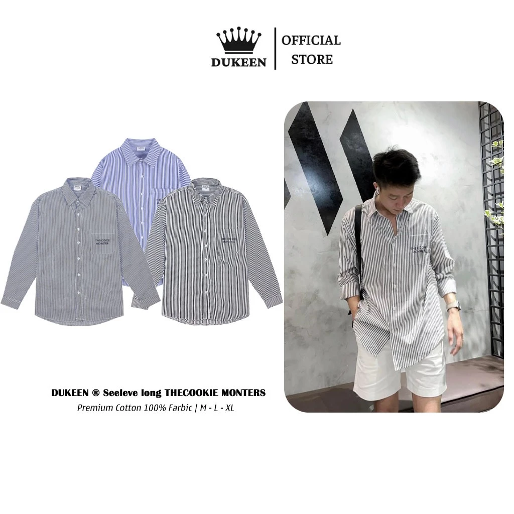 Áo Sơ Mi Kẻ Sọc Dài Tay Form Rộng Unisex. Sơ Mi Kẻ Nam Nữ THECOOKIE MONTERS SM027