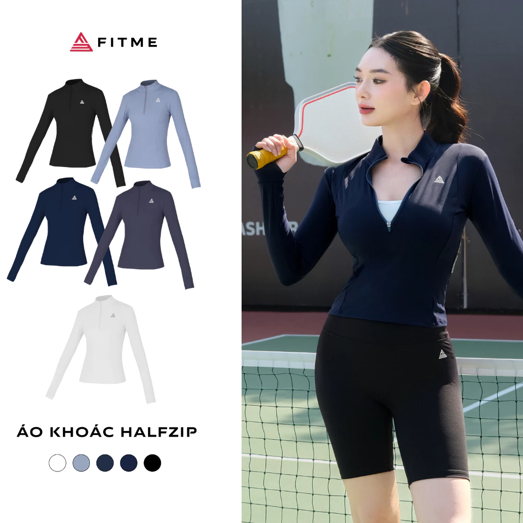 Áo tập gym yoga Fitme Cover23 halfzip dài tay chống tia UV SPF 50+ thoải mái form ôm body AKHZC