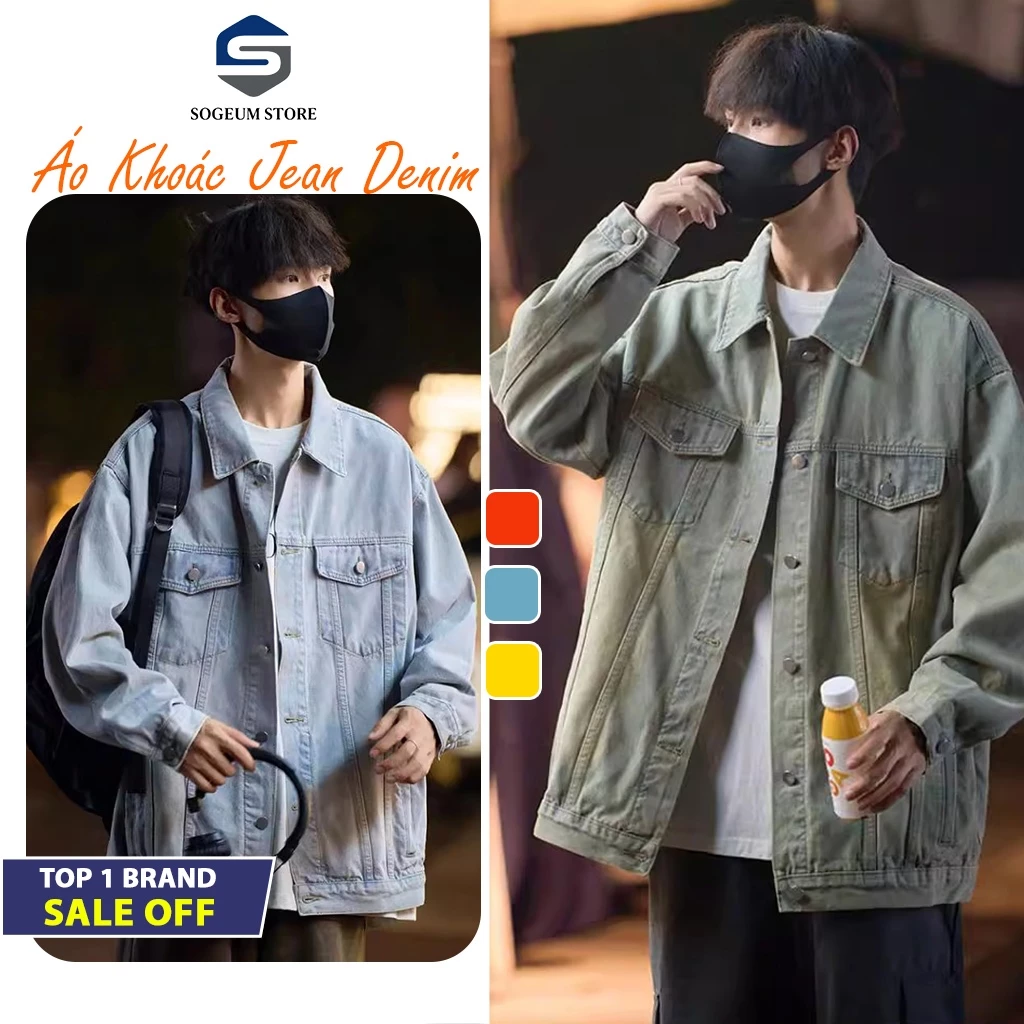 Áo Khoác Jeans Bò Nam nữ Form Rộng, Áo khoác bò thu đông Denim Jacket Unisex Màu Xanh Đen Wash bigsize S M L XXL Sogeum