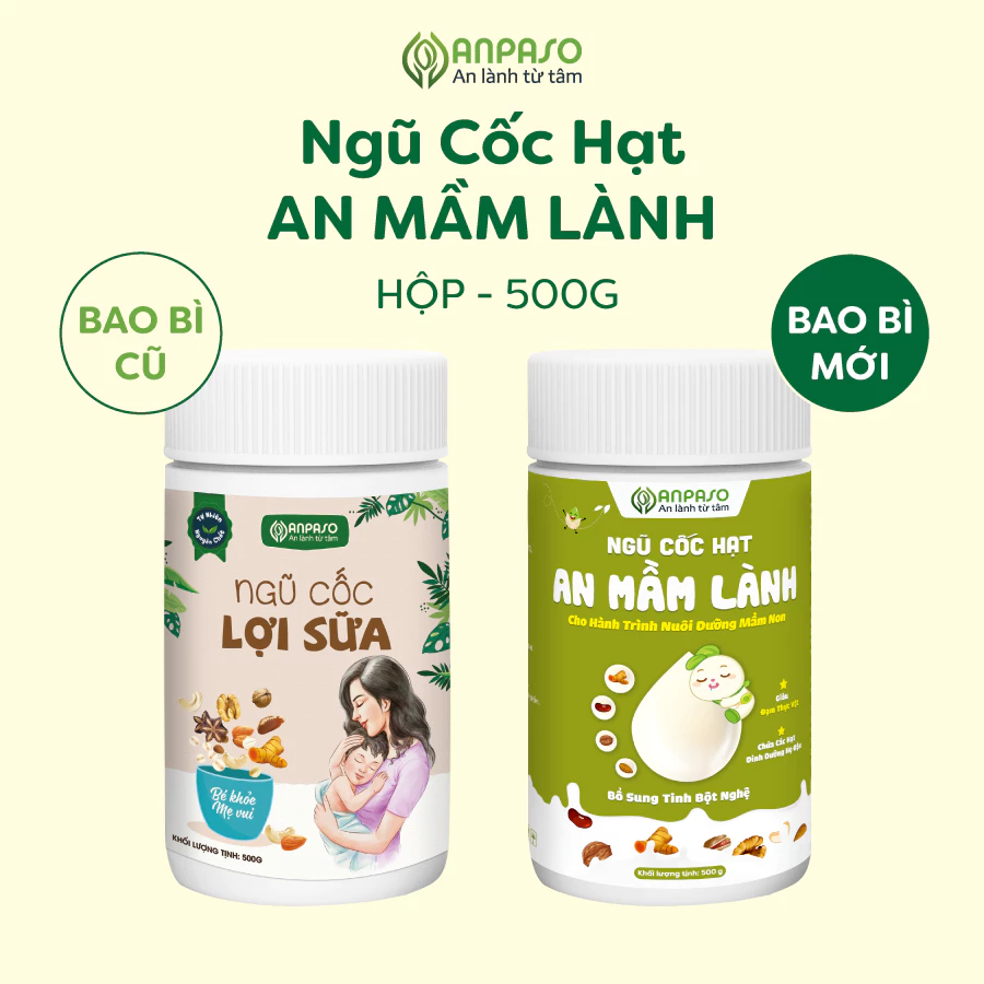 Ngũ Cốc An Mầm Lành Anpaso - Ngũ cốc dinh dưỡng từ các loại hạt - Giàu đạm thực vật