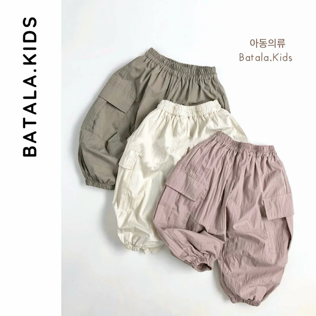 Quần gió dày cho bé gái bé trai Batala Kids, QUẦN GIÓ DÀI TÚI HỘP 3 MÀU cho bé mặc mùa thu từ 10-25kg (1-6 tuổi)