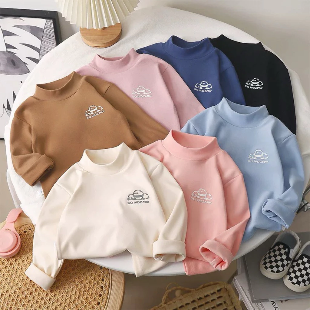 áo giữ nhiệt dài tay cho bé gái bé trai cổ cao 3p chất liệu zip lông 2 mặt loại đẹp dày dặn ấm áp co giãn 4 chiều 8-24kg