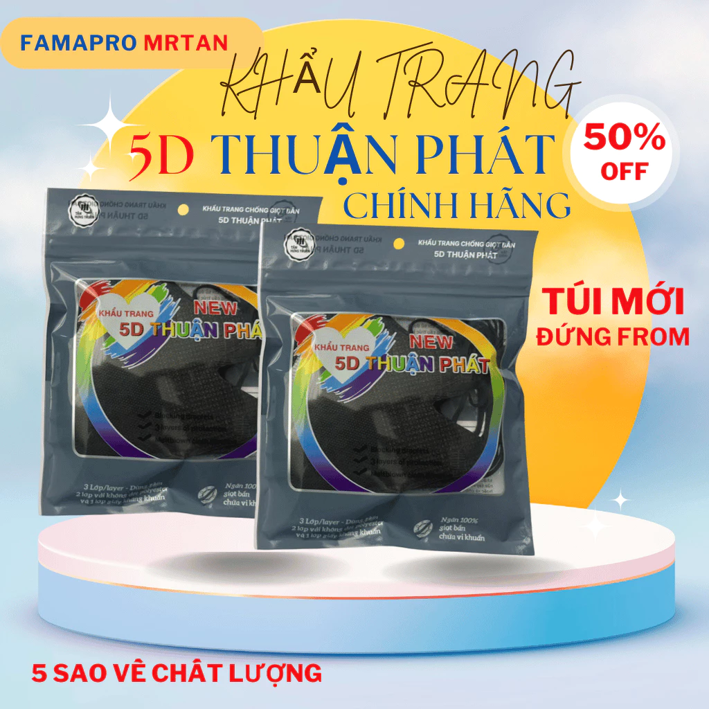 COMBO 600 CHIẾC KHẨU TRANG 5D THUẬN PHÁT 19k nha cả nhà 3 LỚP KHÁNG KHUẨN CHÍNH HÃNG .