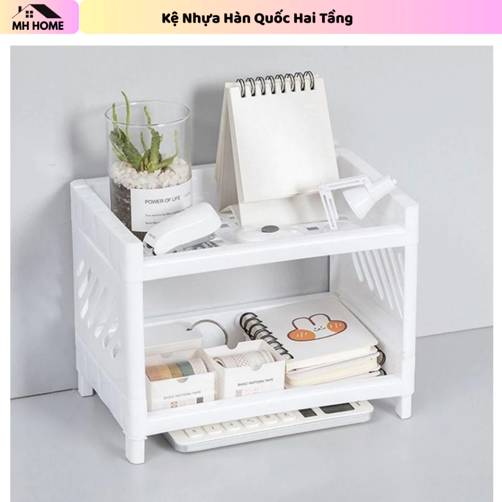 Kệ Nhựa Hai Tầng Sắp Xếp Gọn Gàng Để Bàn 2 Tầng - Kệ Nhựa Mini để bàn, Giá sách và kệ để phụ kiện