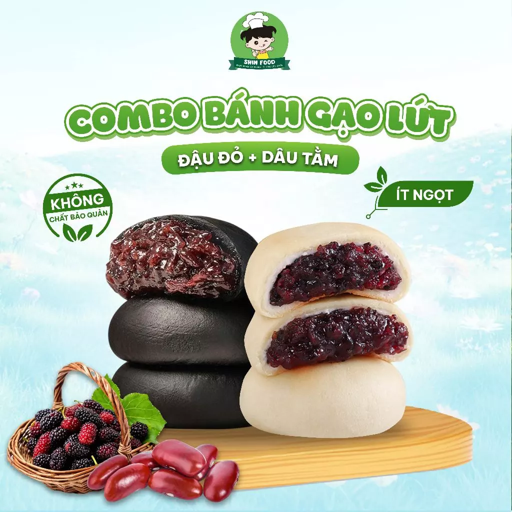 [COMBO LINH HOẠT] Bánh Gạo Lứt Đậu Đỏ, Bánh Gạo Lứt Dâu Tằm Ít Đường Mềm Dẻo Thơm Ngon Ít Calo Healthy Túi 250g 500g 1kg