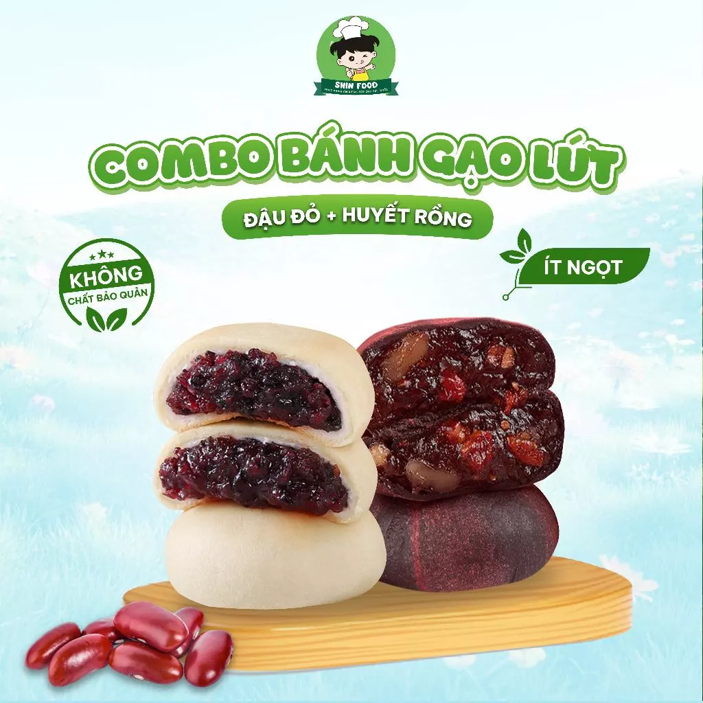 [COMBO MAY MẮN] Bánh Gạo Lứt Đậu Đỏ; Bánh Gạo Lứt Óc Chó, Kỷ Tử Shin Food Có Đường, Ít Calo, Mềm Dẻo Healthy