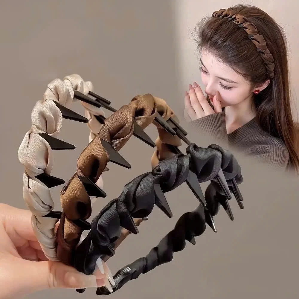 Băng Đô Bờm Tóc Nữ Vải Lụa Xoắn Đơn Giản Tạo Phồng Tóc Phong Cách Hàn Quốc