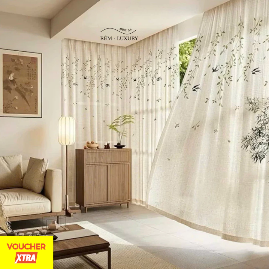 Rèm voan vintage, trang trí decor phòng, nhà hàng, spa