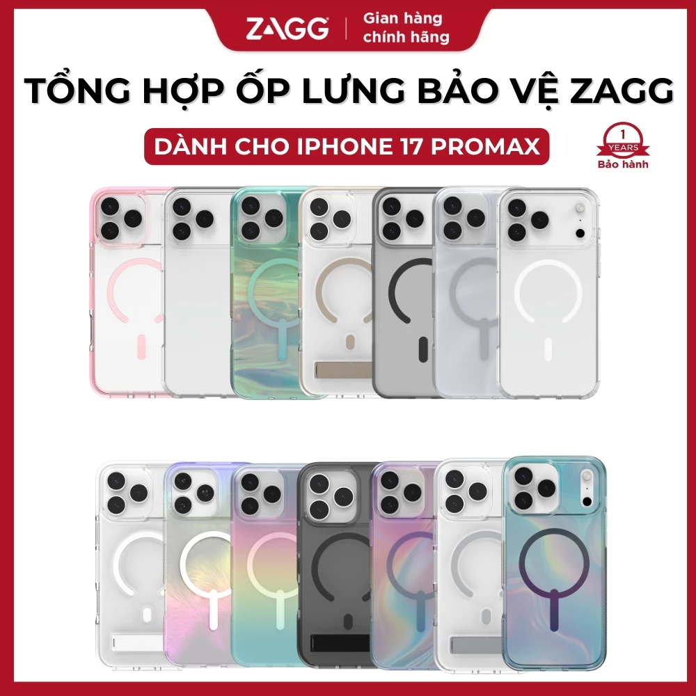[iPhone 17 Pro Max] Ốp lưng cao cấp ZAGG bằng Graphene bền chắc, sạc không dây, hạn chế ố vàng, bảo hành 1 năm 1 đổi 1