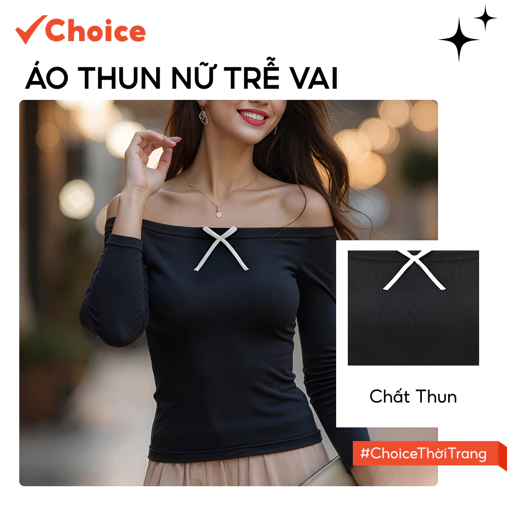 [Choice] Áo Thun HT46 Trễ Bẹt Vai, Dài Tay, Body, Vải Thun Lạnh Mát, Tôn Dáng Xinh Xắn