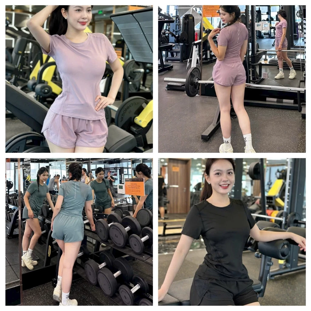 Bộ đồ tập gym yoga nữ, trang phục thể thao nữ chất thun lạnh co giãn cao cấp từ Quảng Châu 03