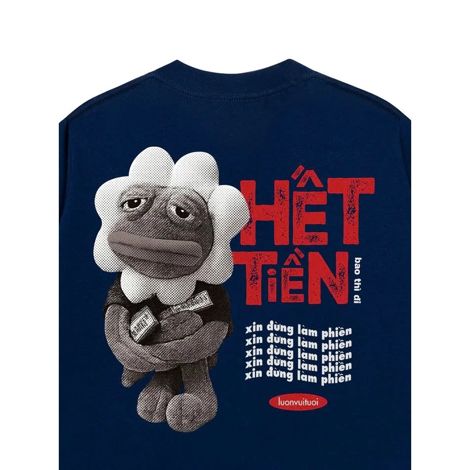 Áo Thun Text Hết Tiền, Miuzi hài hước chất cotton form oversize Nam Nữ. DT797