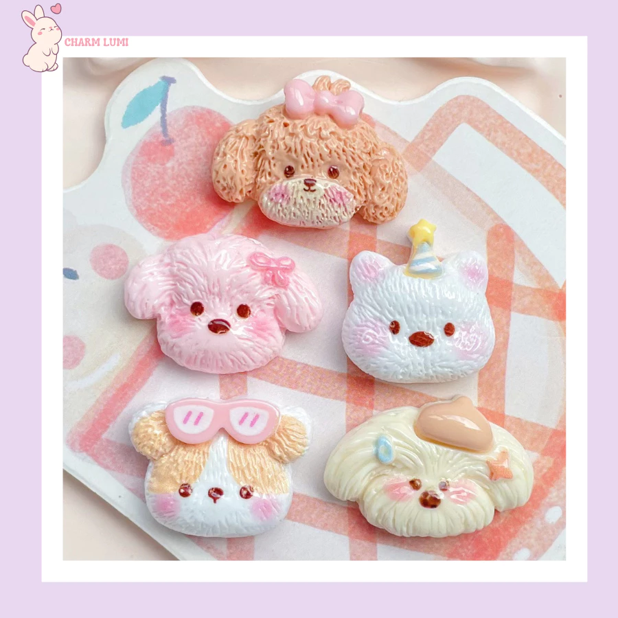 CHARM CHÓ XÙ MÁ HỒNG NHIỀU MÀU DỄ THƯƠNG TRANG TRÍ PHỤ KIỆN HANDMADE DIY – CHARM LUMI