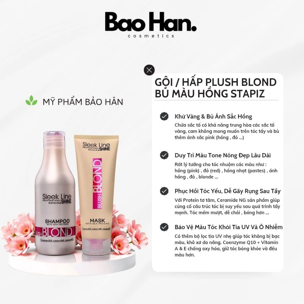 GỘI/HẤP BÙ MÀU HỒNG/XANH/TÍM BLOND STAPIZ 300ml