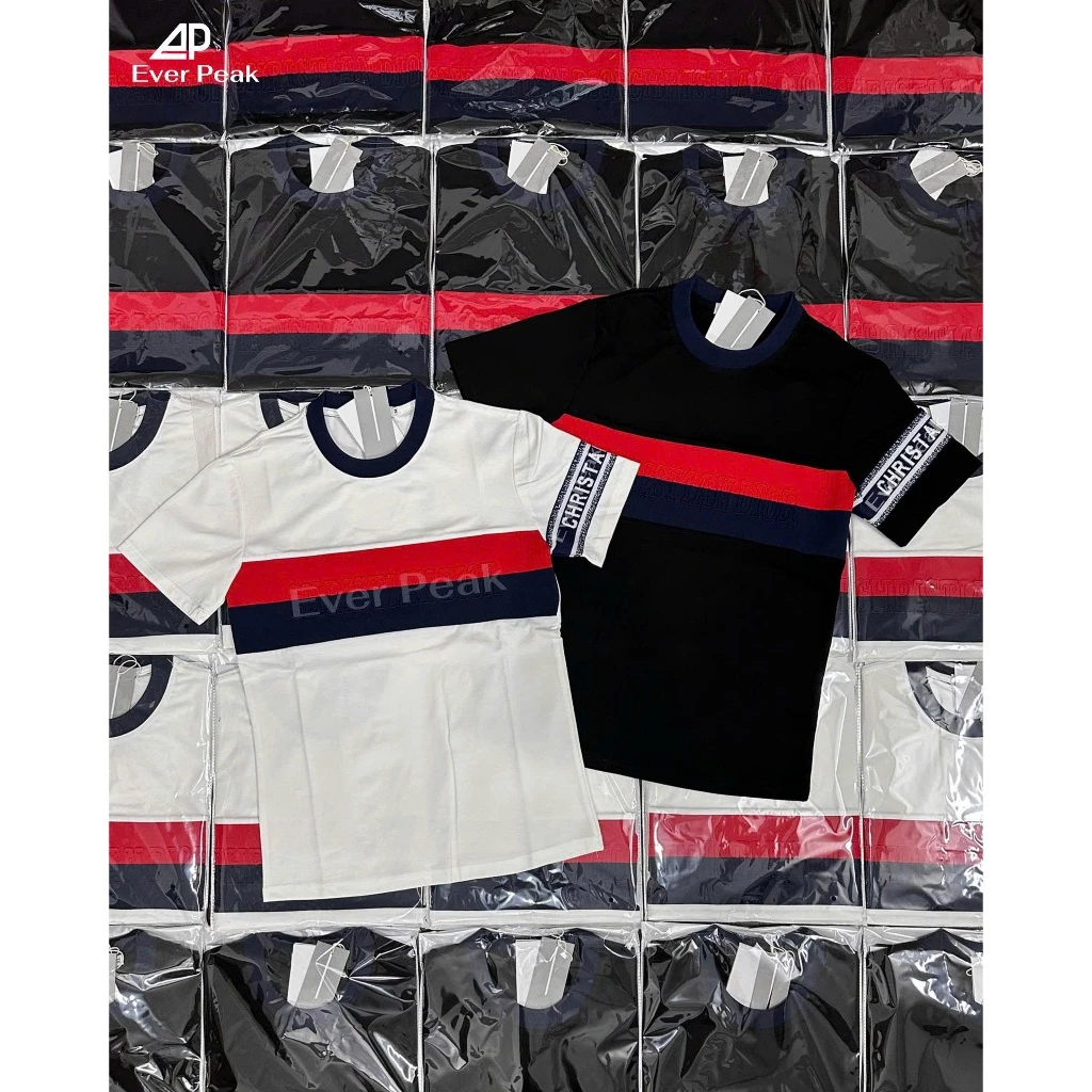 Áo Thun Nam Phối Chữ Dl0RR Dập Nổi Vải Cotton Co Giãn Mềm Mại Thoáng Hàng Quảng Châu