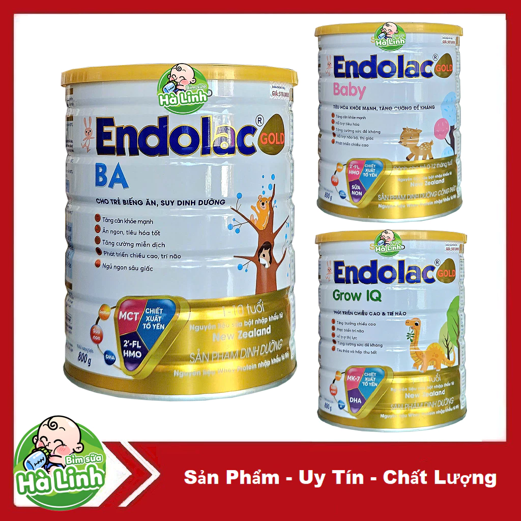 Sữa Bột Endolac Gold: Baby, BA, Grow IQ, Sữa Non 800g [Date 2028]