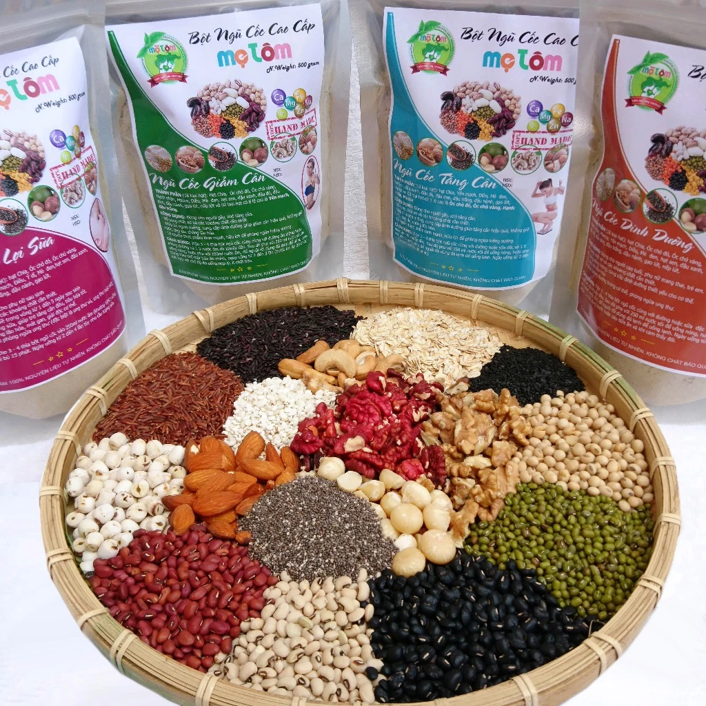 1KG Bột ngũ cốc cao cấp mẹ Tôm 17 loại hạt (Dinh dưỡng, T.ă.ng c. ân, L.ợi s.ữa, Gi.ả.m c.â. n, N.ộ.i ti.ết)